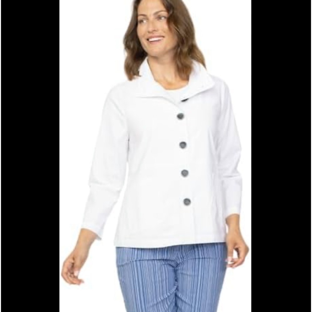 50%offw❤️ SOFT SURROUNDINGS Chartreuse large Button-Front Jacket, XL 100% cotton
